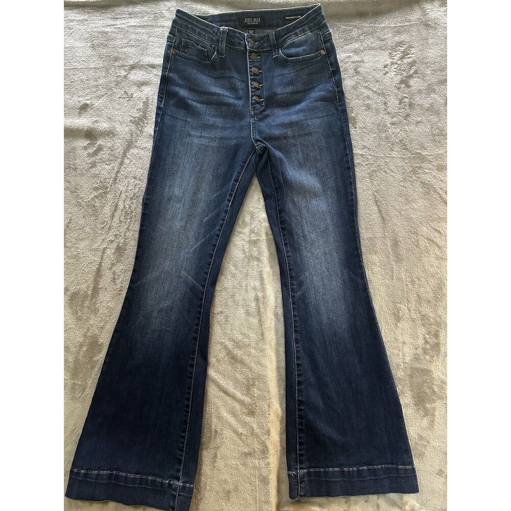 Judy Blue Flare Jeans Juniors 9/29 Blue High Waist/Rise Dark Wash Womens